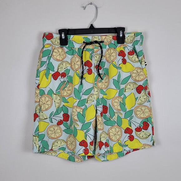 Edgar + Ash Men’s Small Swim Trunks Board Shorts Lemon Cherry Print - Picture 2 of 5